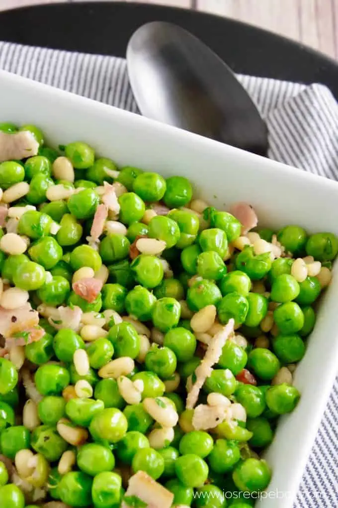 Buttered Peas with Bacon and Pine Nuts