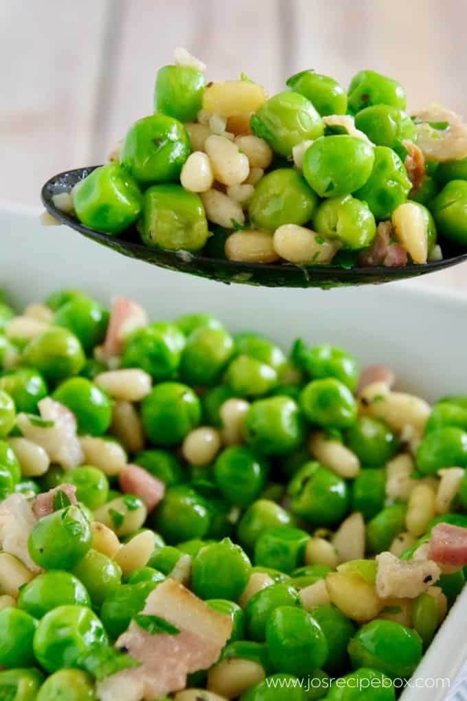 Buttered Peas with Bacon and Pine Nuts