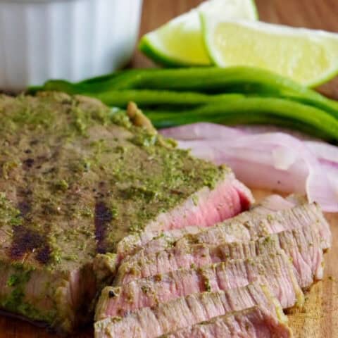 Steak Fajitas with Chimichurri and Grilled Peppers