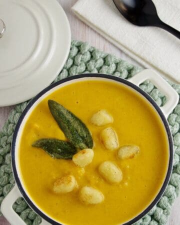 Creamy Pumpkin Soup with Gnocchi & Sage