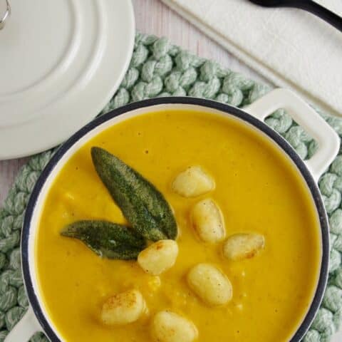 Creamy Pumpkin Soup with Gnocchi & Sage