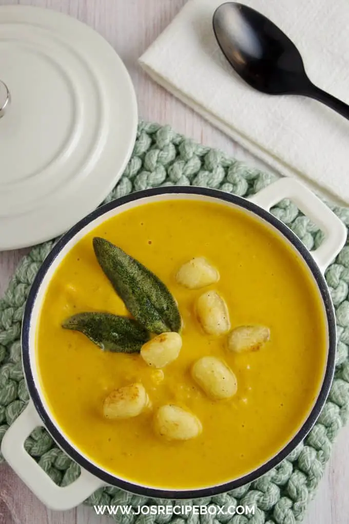 Creamy Pumpkin Soup with Gnocchi & Sage