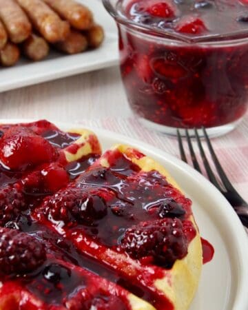 Belgian Waffles with Mixed Berry Syrup