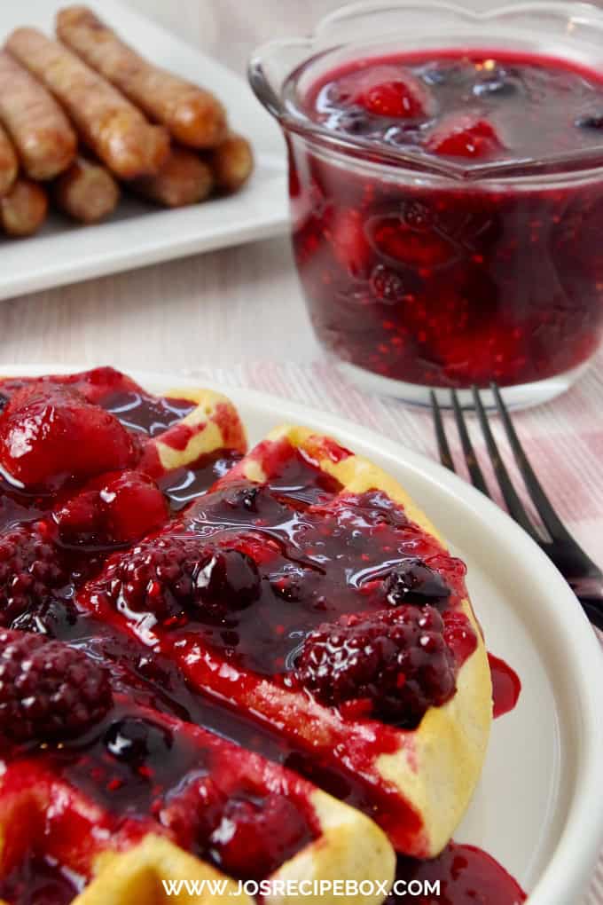 Belgian Waffles with Mixed Berry Syrup