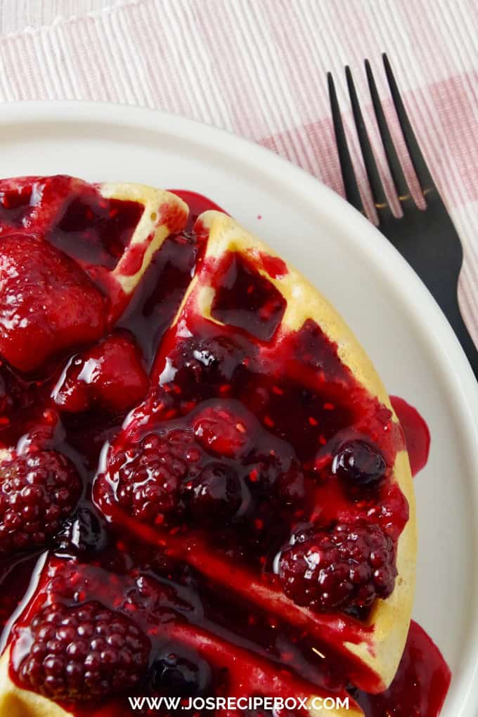 Belgian Waffles with Mixed Berry Syrup